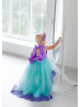 Turquoise And Lavender High Low Flower Girl Dress